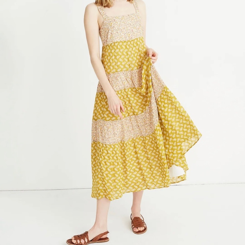 madewell Print-Mix Tiered Midi Dress in Jaipur Floral